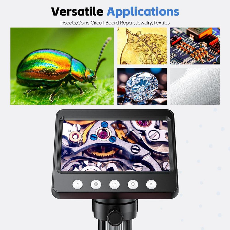 [AUSTRALIA] - 4.3" Digital Microscope for Adults, SKYEAR Coin Microscope 1000X Magnification with 8 Ajustable LED Fill Lights, USB Microscope for Windows/MacOS, Coin Collection Supplies-Black Black 