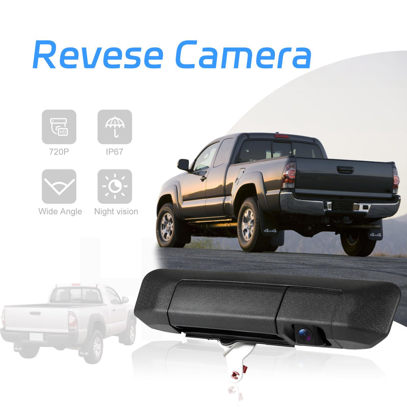 Tailgate Handle Backup Camera for Toyota Tacoma 2005 2006 2007 2008 2009 2010 2011 2012 2013 2014 Replacement Reverse Rear View Back Up Camera IP67 Waterproof with Guide Lines