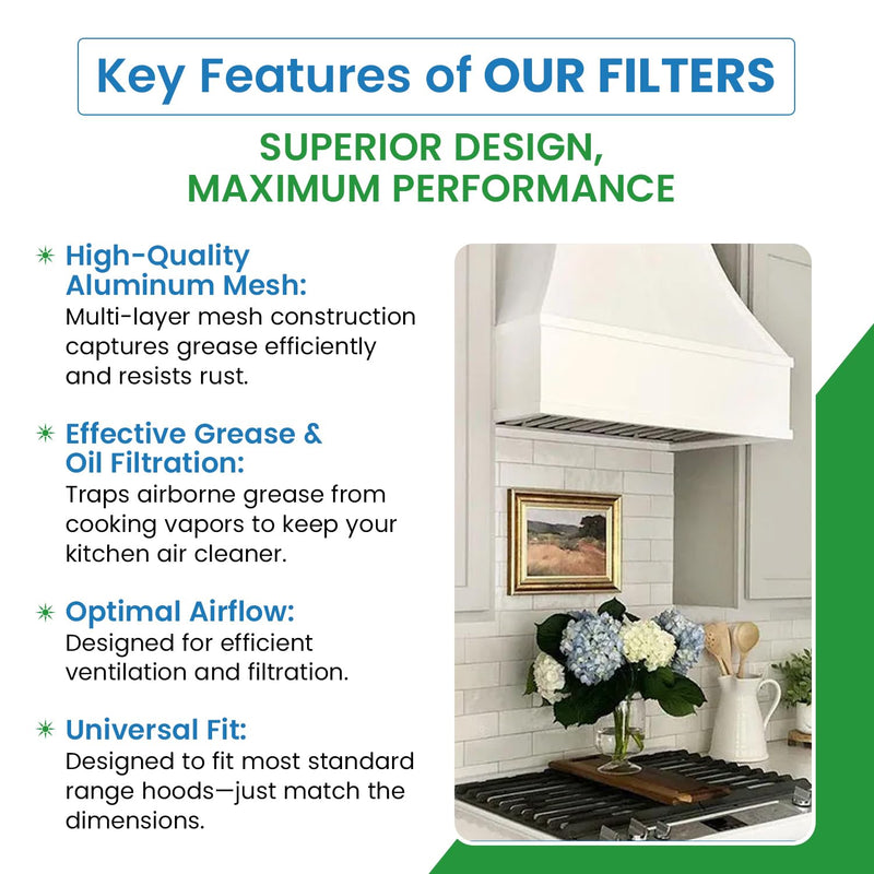 Filter Everything Replacement Range Hood Filter Compatible With 883148, 610046, RLP1102 – Fits 11.5” x 11.75” x 0.375” – Air Cleaner Filter for Grease & Odor – 1-Pack