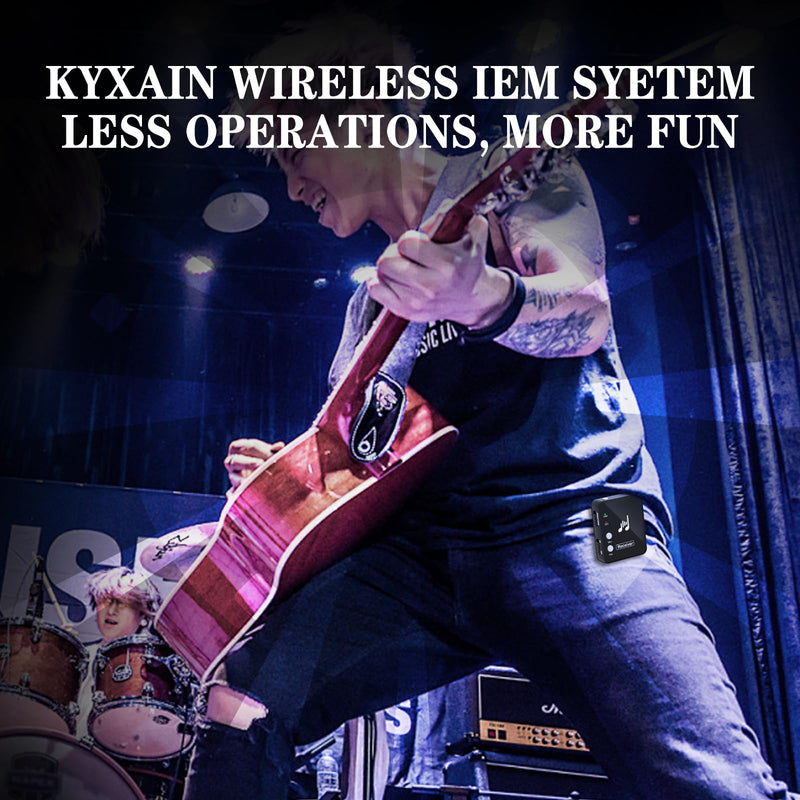 WP10 Wireless in Ear Monitor System, 2.4G Stereo Wireless IEM System with Transmitter Beltpack Receiver Automatic Pairing, Ideal for Studio, Band Rehearsal, Live Performance