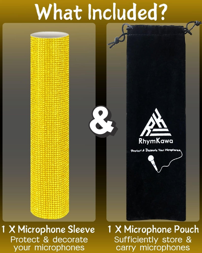 Glittering Rhinestone Wireless Microphone Cover Decorate for Universal Handheld Beta 58a, SM58, Beta87, PG58, Eyes Catching for Event, Yellow