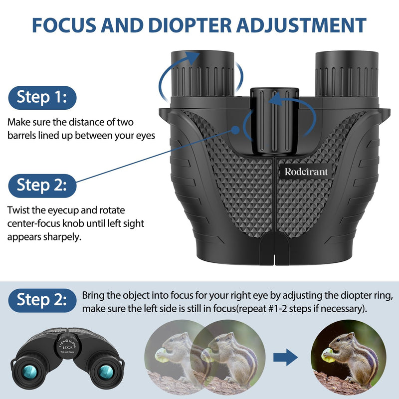 [AUSTRALIA] - Binoculars 15x25 for Adults,Waterproof Binoculars with Low Light Night Vision, Durable & Clear Binoculars for Sightseeing,Concerts and Bird Watching Black 