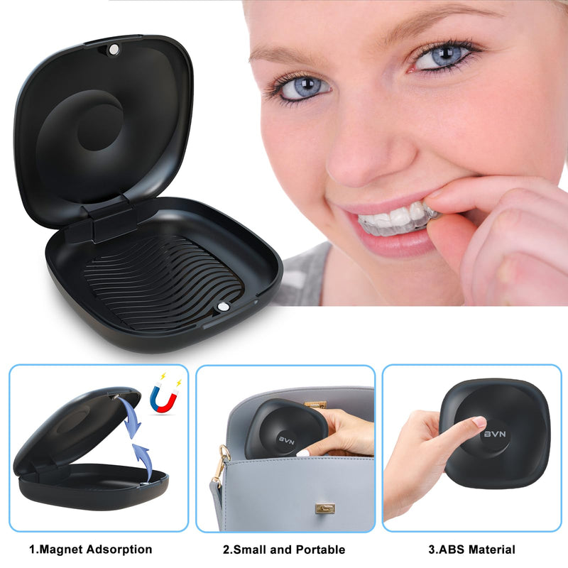 BVN Retainer Case Retainer Holder Cute Slim Aligner Case Slim Braces Case Teeth Aligner Case Customized Magnetic Closure Orthodontic Retainer Cases