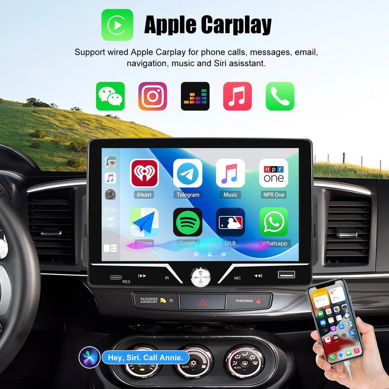 Single Din Car Stereo with Apple Carplay Android Auto, 7 Inch HD Touch Screen Car Radio Support Mirror Link Bluetooth 5.0 FM Type-C USB EQ SWC, Car Play Audio Receivers Headunit