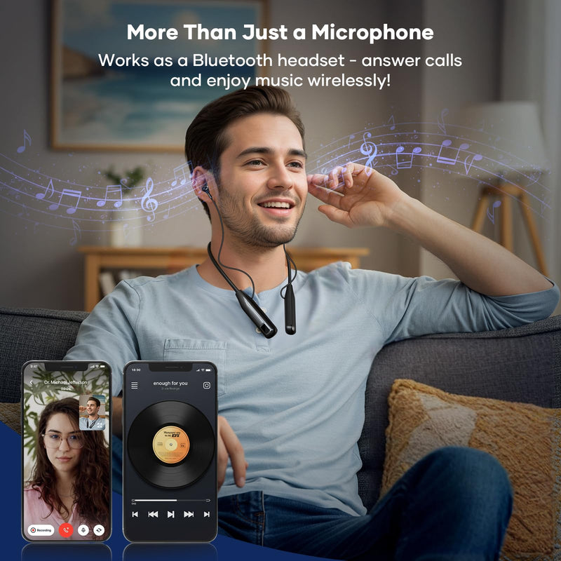 Wireless Neckband Microphone Headset Kit with in-Ear Monitor, Remote Audio Mixer, Bluetooth Music, Voice Changer, All-in-One for Streaming & Podcasting, Compatible with iPhone & Android