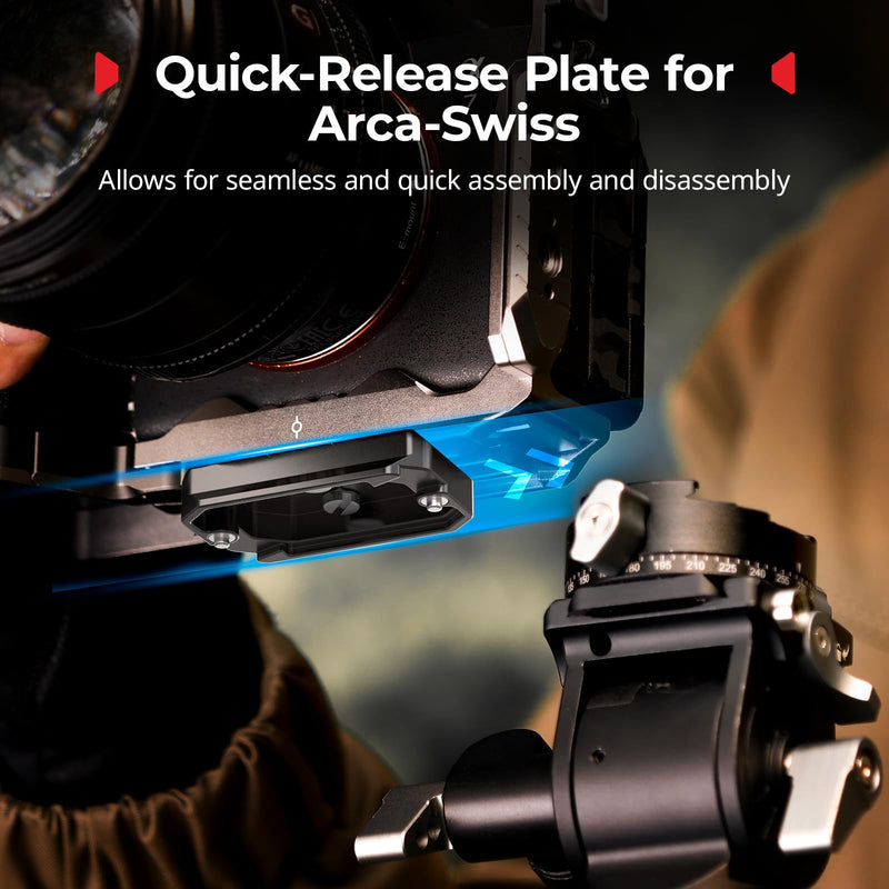 SMALLRIG Universal Mount Plate Kit with Dual 15mm Rod Clamp for Cameras, Built-in Quick-Release Plate for Arca-Swiss, with 1/4"-20 and 3/8"-16 Threaded Holes - 5365