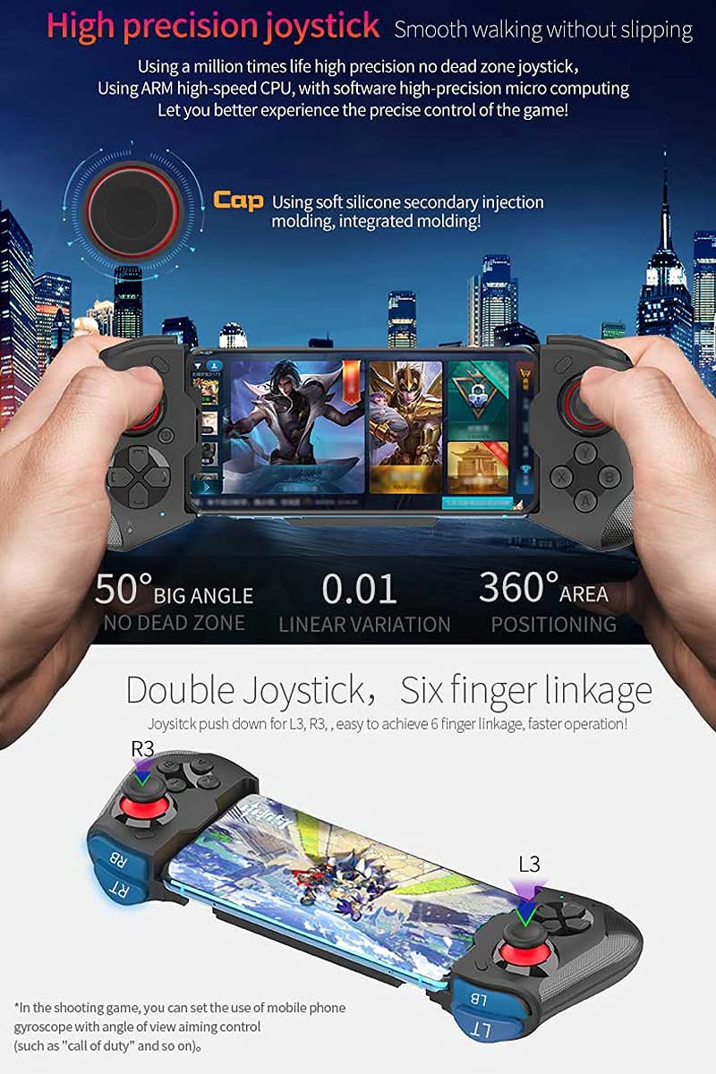 Wireless Controller for iPhone X/11/12/13/iPad/MacBook, Bluetooth Gamepad Joystick for Apple Arcade MFi Games, Cloud Gaming, Genshin Impact, Call of Duty Mobile -Direct Play [for iOS 13.4+ System] Black