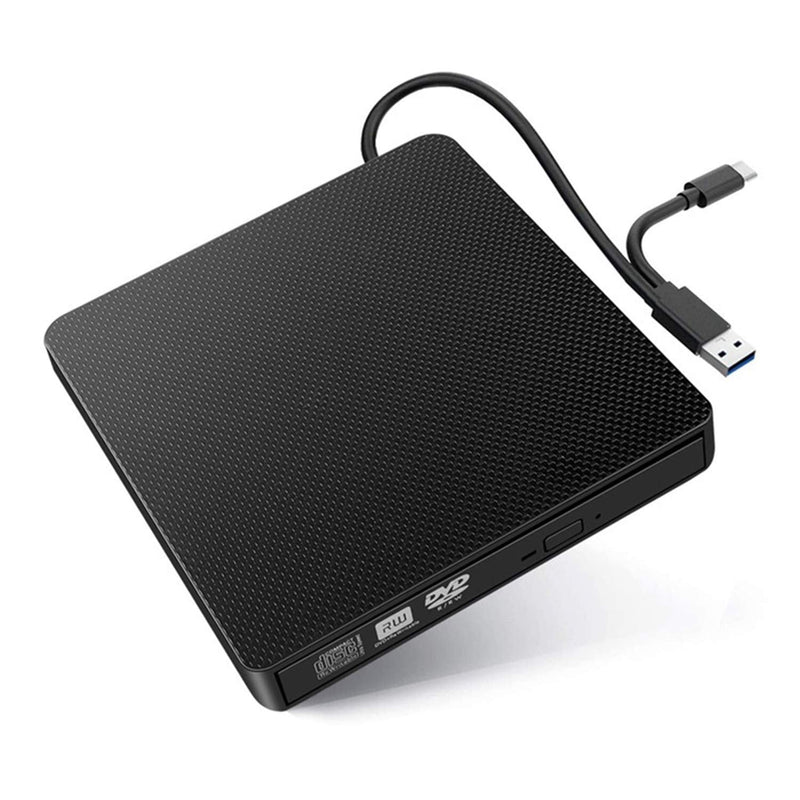 YMY External CD DVD Drive for Laptop, USB3.0 and USB-C 2 in 1 Portable DVD Player CD Burner Reader Writer for Desktop PC Windows 11/10/8/7 Linux Mac OS, Black