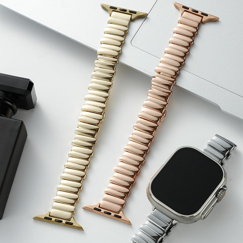 Compatible for Apple Watch Metal Bands,iWatch Strap Ultra10 9 8 7 6 5 4 3 2 1 SE,Simple and Stylish Smartwatch Wristband Women Men 0058-Rose Gold424445 42/44/45