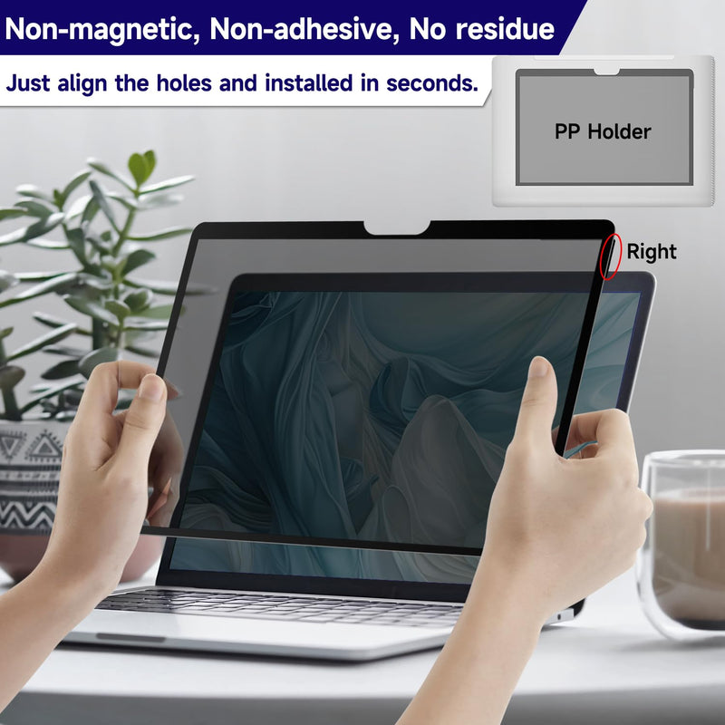 Upgraded Privacy Screen Filter Compatible with MacBook Pro 13 Inch (2016-2022, M1, M2)/MacBook Air 13'' (2018-2021, M1), Removable Anti Blue Light Laptop Privacy Screen, No Magnetic No Glue