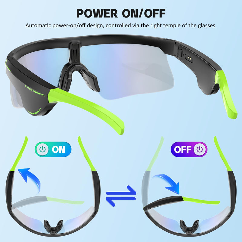Wireless Audio Glasses with Open-Ear Sound, Bluetooth 5.0, Lightweight Frame, Transparent Gradient PC Lenses, 120mAh Battery, Up to 6H Playtime, Fast Charging, for Outdoor & Daily Use