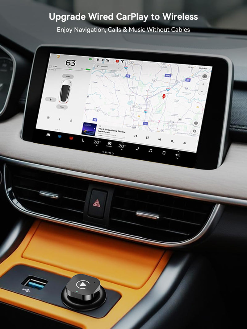 USB-C Wireless CarPlay & Android Auto Adapter with USB-A Converter, 2-in-1 Wireless CarPlay Adapter for Factory Wired CarPlay and Android Auto Cars, High-Speed 5GHz WiFi, Bluetooth 5.0 | 2-in-1 adapter uses 5GHz WiFi and Bluetooth 5.0 to add wireless C...