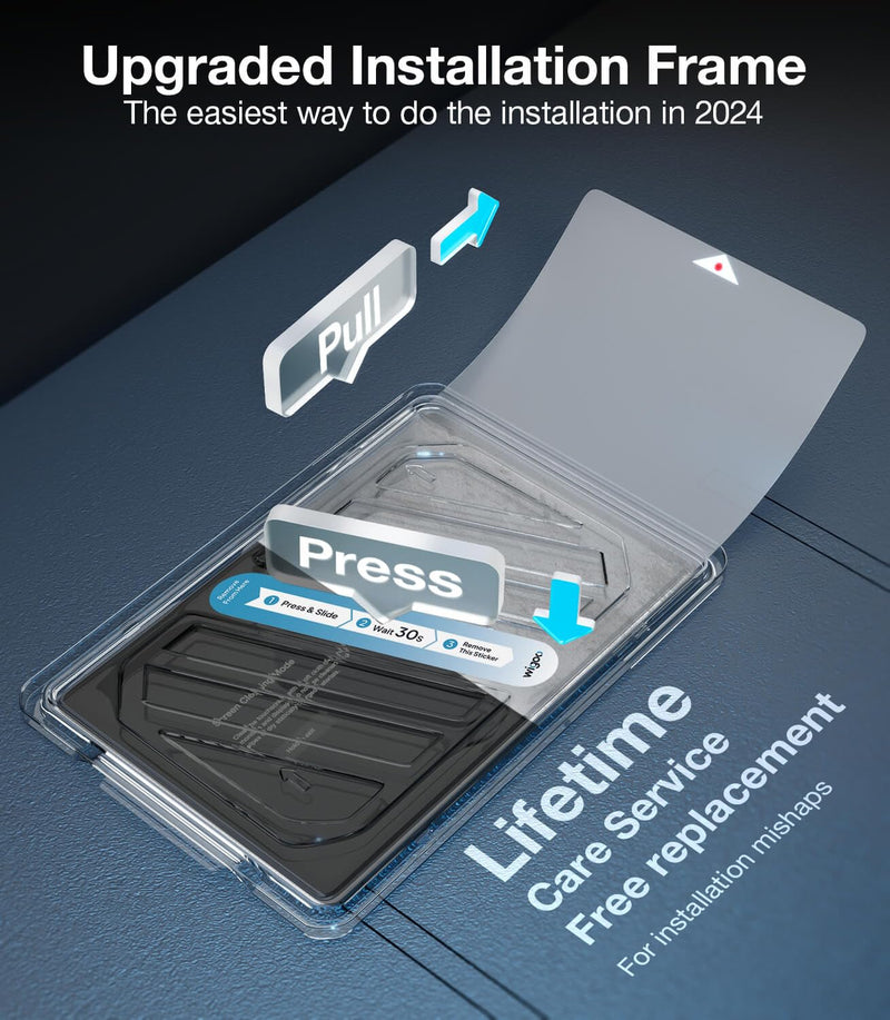 2024 Upgrade Tesla Model Y /3 Accessories Screen Protector Matte [No More Glare & Fingerprint] 9H Tempered Glass Protector for Model Y(2020~2024) Model 3(2017~2023) - Mounting Frame Kit