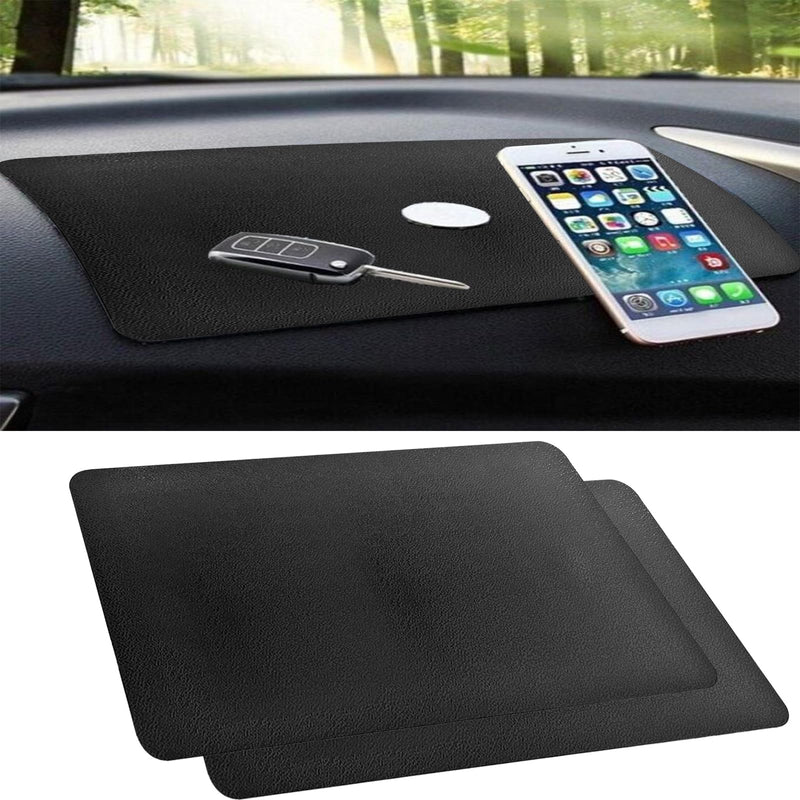 2pack Sticky Upgraded Anti-Slip mat - Non-Slip Rubber, 10.6 X 5.9 Inches - Universal Car Dashboard Sticky Mat for Phone, Sunglasses, Keys - Black/Leather Pattern - 27 * 15cm HF201