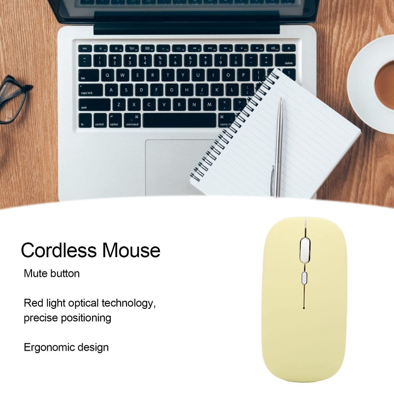 Zyyini Wireless Mouse, 1600 DPI 3 Speed Adjustable Optical Bluetooth Bluetooth Computer Mouse Ergonomic Ultra-Thin Mute Office Mice,for Laptop Computer Tablet(Yellow) yellow