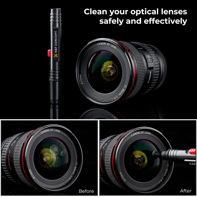 K&F Concept Lens Cleaning Pen with Soft Brush, Double-Sided Carbon Head for Camera Lens, Optical Lens, Glasses, Cosmos/Valve Index /PS4 PS5 VR Headset, Drone Dust and Fingerprint Cleaning Cleaning Pen*1