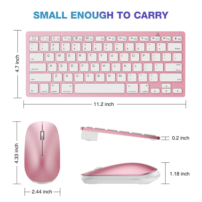 OMOTON Bluetooth Keyboard and Mouse for iPad (iPadOS 13 and Above), Wireless Keyboard and Mouse Compatible with iPad 10.2, iPad Pro 12.9/11.0, and Other Bluetooth Enabled Devices, Rose Gold