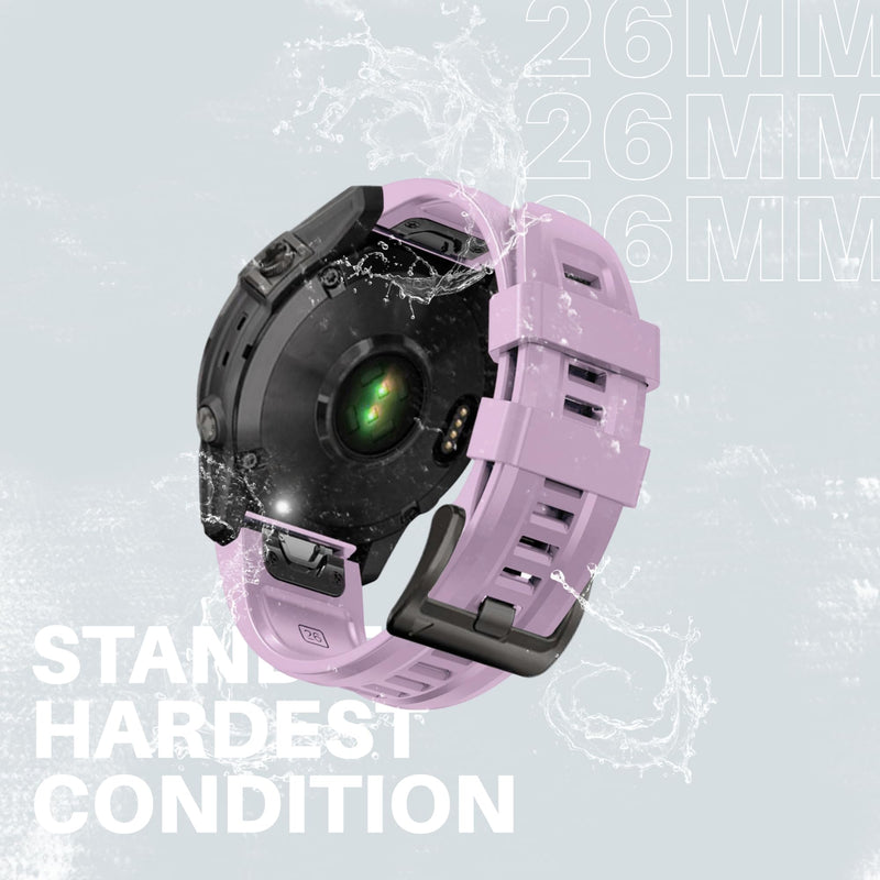 26mm watch band for garmin fenix 5x 6x 7x 3 hr quickfit 26 watch band for garmin women men silicone Purple and White bundle