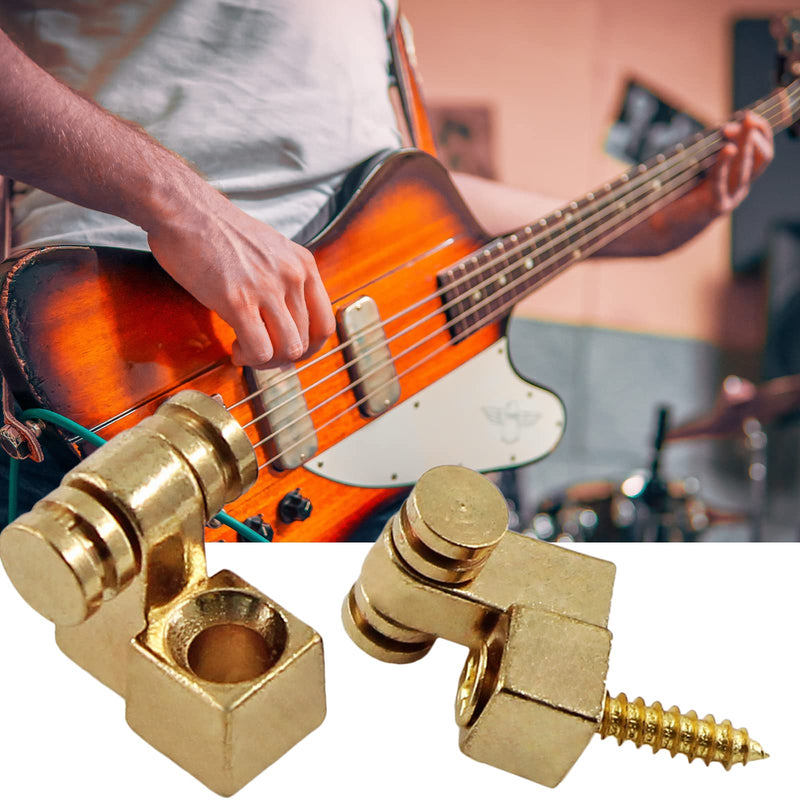 2 Pcs Guitar Roller String Tree, Gold String Tree Retainer Telecaster String Guide Bass String Retainer Screw for Tele Start(Brass)