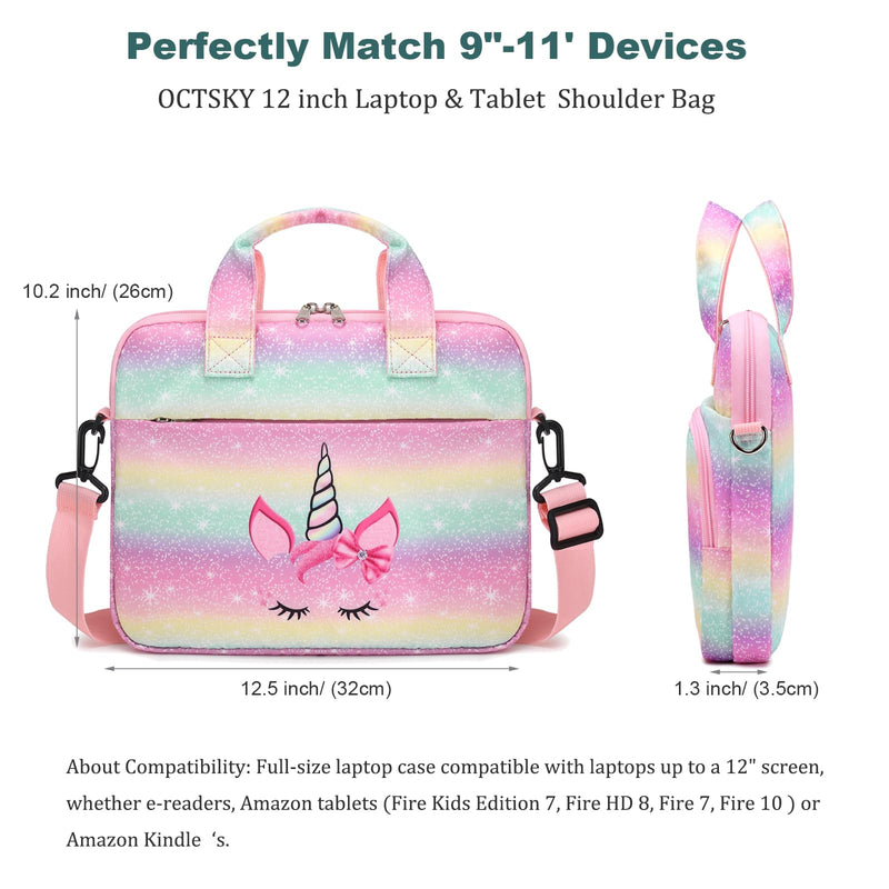 Octsky Tablet Sleeve Bag Kids Tablet Carrying Sleeve Bag 12.5 Inch Tablet Protective Bag with Shoulder Strap, Soft Lining # a Unicorn