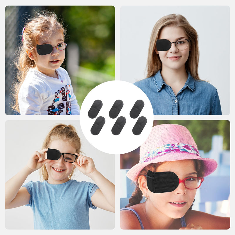 6pcs Glasses Eye Patch Black Eye Patch Reusable Lazy Eye Patch Adult Medical Eye Patches for Adults to Treat Lazy Eye Amblyopia Strabismus