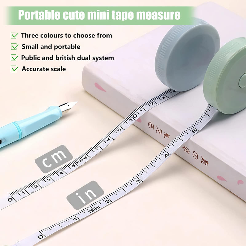 Soft Double-Sided Tape Measure, 3 Pieces Telescopic Tape Measure Body for Chest, Measuring Length, Waist (200 cm / 79 Inches)