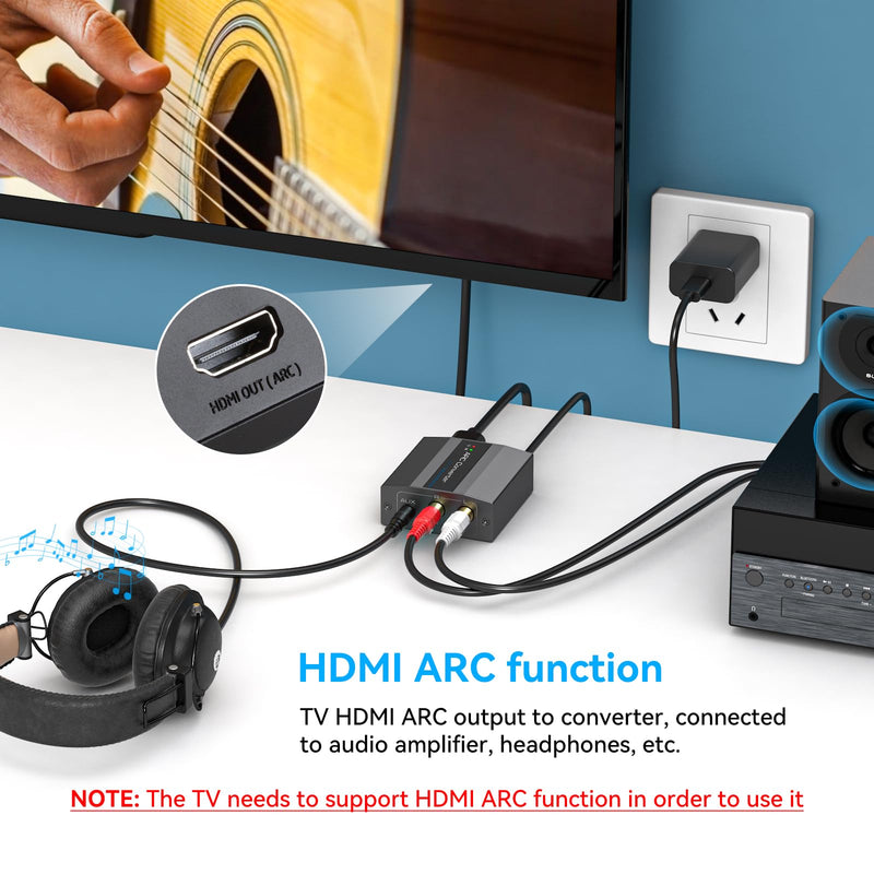 HDMI ARC Adapter 4K60Hz HDMI ARC Audio Extractor with 3.5mm and L R Stereo Audio for HDTV Soundbar Speaker Amplifier M HDMI ARC Adapter