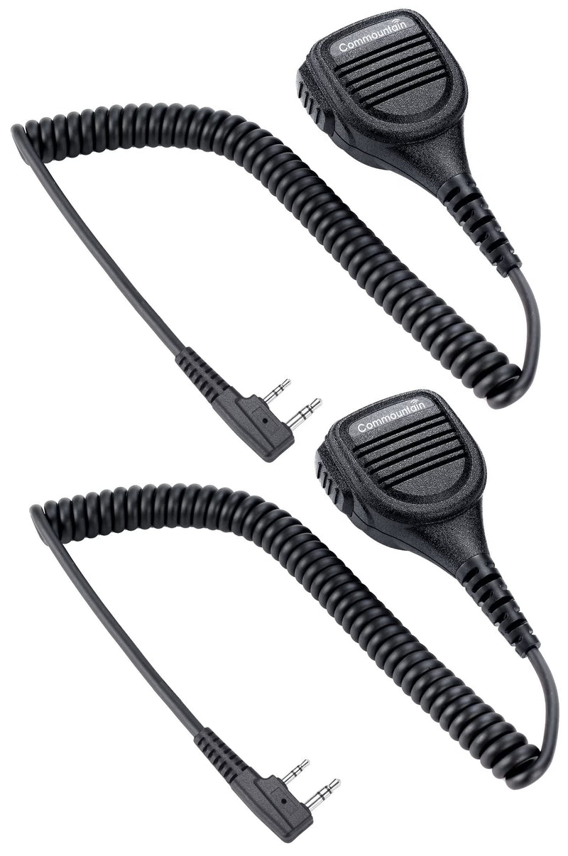 commountain Heavy Speaker Mic Compatible for Baofeng Radios BF-F8HP UV-82HP UV-5R UV82 UV82C UV5R5 UV5RA UV5RE UV5X3 and Kenwood BTECH Retevis Samcom Radios, Walkie Talkie Microphone-2 Pack