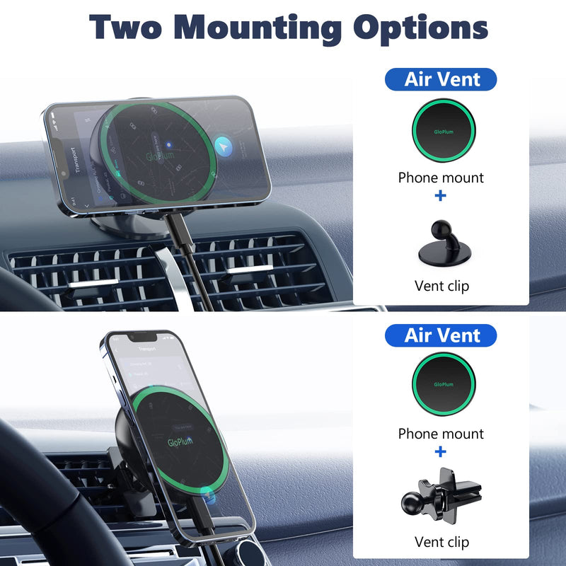Magnetic Wireless Car Charger Mount Compatible with Magsafe iPhone 15/ iPhone 14/iPhone 13, Fast Charging Air Vent Magnet Accessories Car Phone Holder Gray