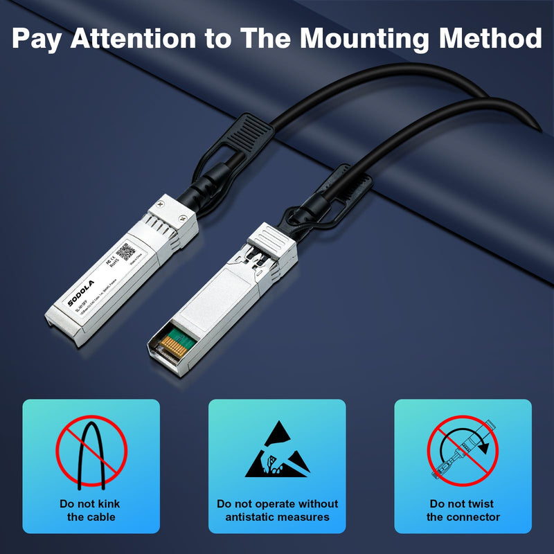 Sodola SFP+ DAC Twinax Cable, SFP+ to SFP+ Passive Direct Attach Copper | 1-Meter (3.3ft) Twinax Cable for Cisco SFP-H10GB-CU1M, Meraki MA-CBL-TA-1M, Ubiquiti, D-Link, Fortinet – 10Gbps 10G 1M