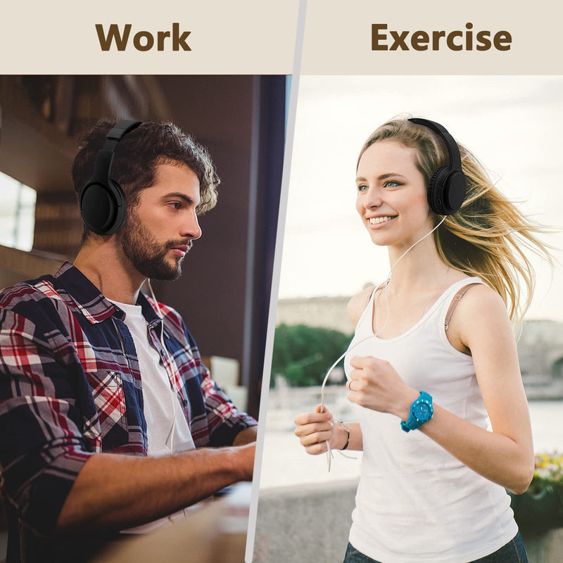 Bingozones Wireless Headphones with Microphone, Lightweight Bluetooth 5.3 On Ear Headset, 20+H Playtime, Portable Wired Headphones for Travel - A2 Black Wireless Headphones & A10 Black ANC Headphones