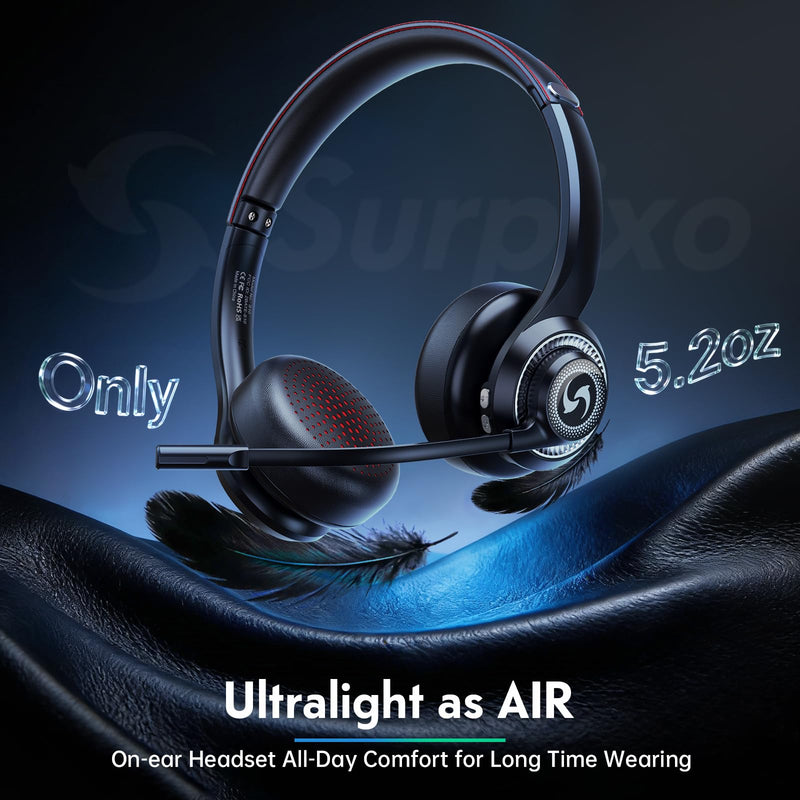 [AUSTRALIA] - Wireless Headset with Mic for Work, Dual-Mode Connectivity, Stable 50+ Playtime& 2.4GHz Dongle Fit for PC/ PS4/ PS5/ Cell Phones, Bluetooth Headset for Work- Call Center/Teams- Black 