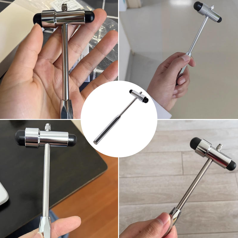 Yuiturt Reflex Hammer Medicine with Built-in Brush, Neuro Reflex Hammer with Double Plastic Head, Neurological Reflex Hammer Heavy, Multifunctional Reflex Diagnostic Hammer for Neurological Tests
