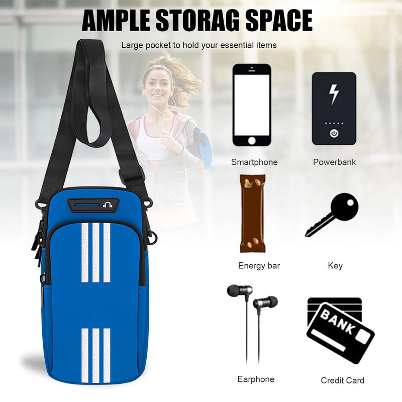 Phone Holder for Running Armband Small Crossbody Bags for Women Men Kids,iPhone 11 12 13 14 15 Pro Max Xs XR X 8 7 Plus SE Mini Pouch,Samsung Galaxy Ultra Edge S24 S23 S22 S21 Note 20 Arm Bag 03-Blue