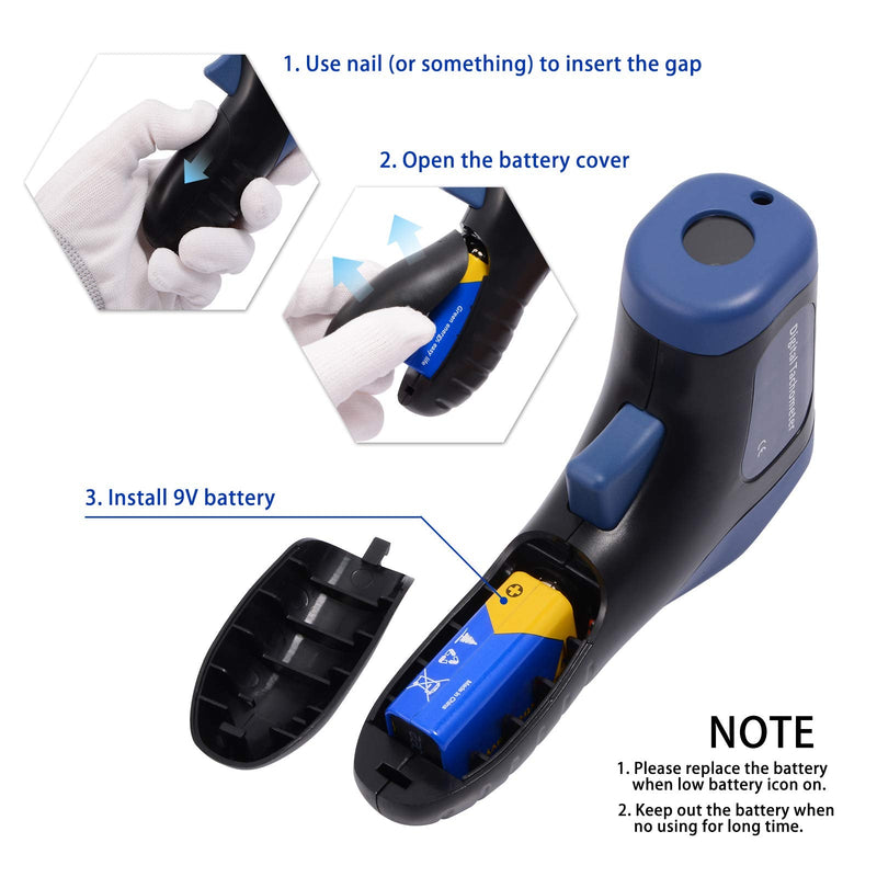 [AUSTRALIA] - EHDIS Digital LCD Photo Tachometer Non-Contact RPM Meter Motor Speed Gauge Gun Style Includes 10 Reflective Tapes 