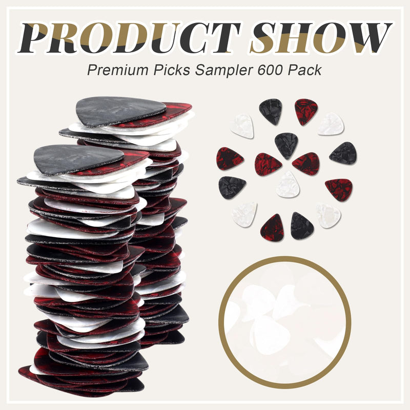 Yeshone 600 Pcs Guitar Picks Bulk Celluloid Picks Plectrums for Electric Acoustic Guitar Thin Medium Heavy Plectrums(3 Colors,0.46, 0.71, 0.96 mm) 0.46, 0.71, 0.96 mm 3 Colors