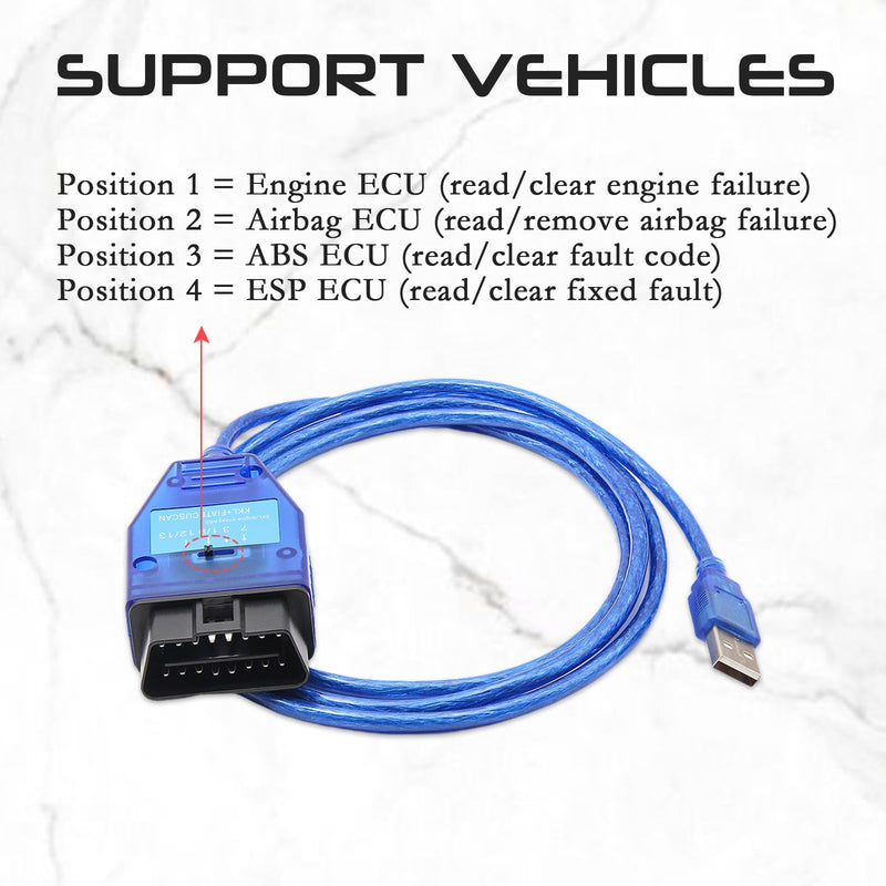 [AUSTRALIA] - KKL 409 FiatEcuScan OBD2 Cable with FT232RL Chip,Diagnostic Software for VG-COM 409+FIATECUSCAN Interface 2 IN 1 Scanner Tool with 4Way Switch,Compatible with Vvv,Audi,Fiat,Alfa,Lancia Vehicle 