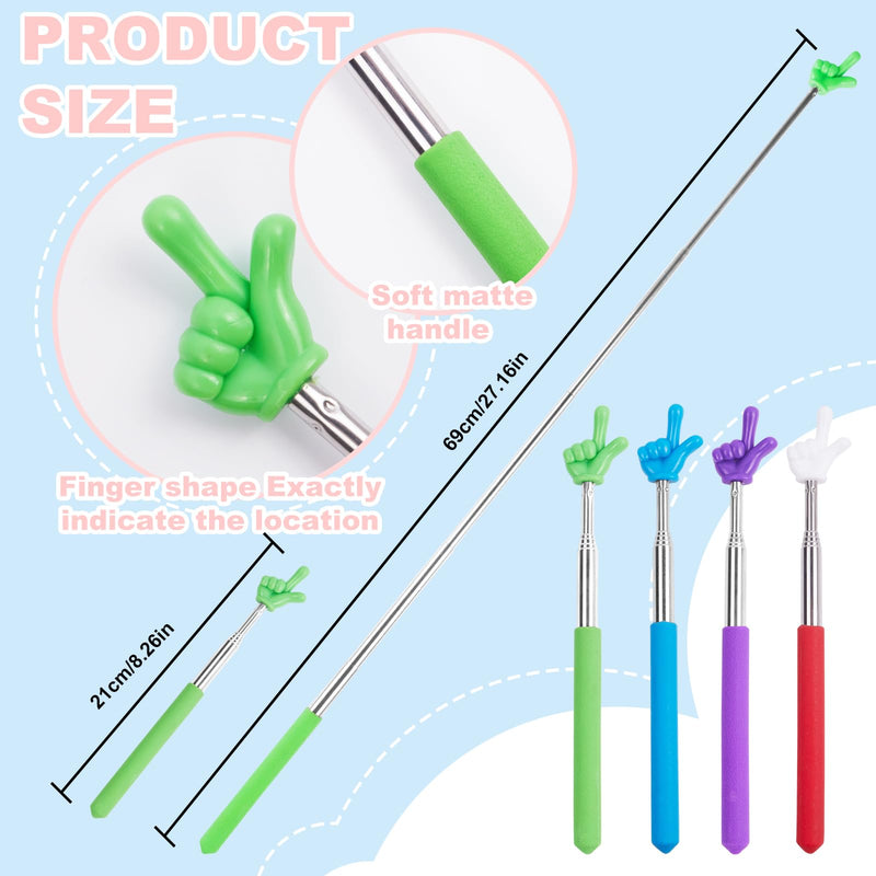 Telescopic Teacher Pointer Stick,4Pcs Mini Finger Pointer Stick,Retractable Teacher Pointer Stick forElementary School Kindergarten Teacher Teacher Supplies (A- Black,red,Blue,Purple) A- Black,red,blue,purple