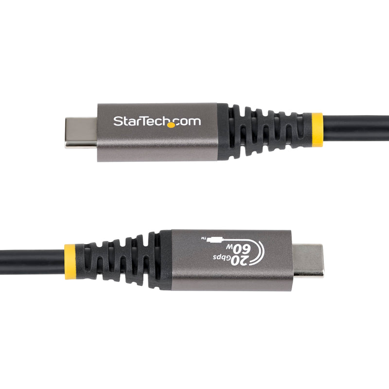 StarTech 10ft/3m USB4 Cable, 60W, 4K 120Hz, Black (CC10FT20GUSB4CX) | USB-C to USB-C, USB4 20Gbps, USB-IF Certified, DisplayPort 2.1, TPE Jacket, E-Marker, Black Cord, E-Marker Chip