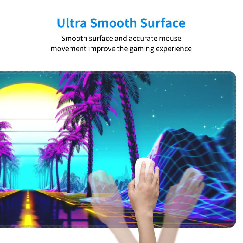 Neon Retrowave Gaming Mouse Pad Large XL Desk Mat Long Extended Pads Big Mousepad for Home Office Decor Accessories 31.5 X 11.8 Inch 3