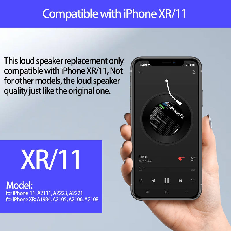 for iPhone XR Loud Speaker Replacement for iPhone 11 Loud speaker Sound Buzzer Ringer with a Full Set Repair Tool Kit A1984, A2105, A2106, A2108, A2111, A2223, A2221
