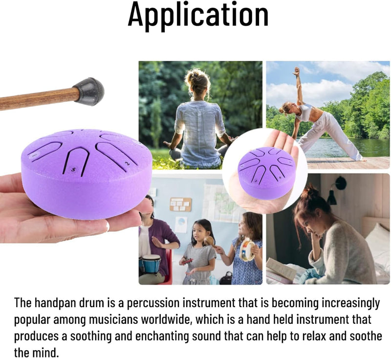 Steel Tongue Drum Mini Handpan Drum with Drumstick 6 Note Percussion Instrument for Beginners and Experienced Musicians Alike () Purple