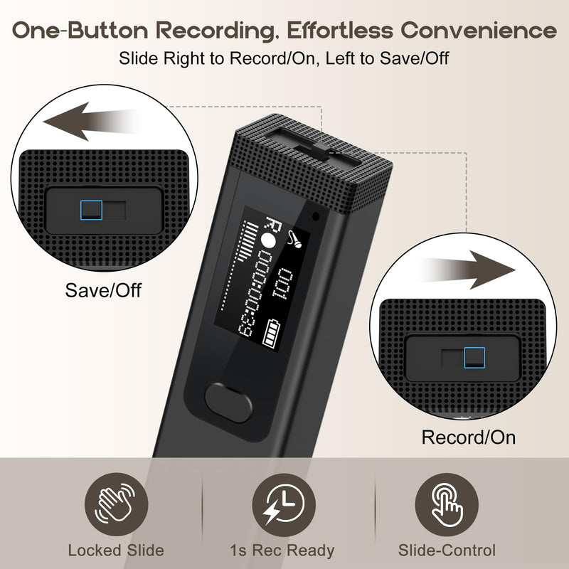 Mini Digital Voice Recorder - 1536Kbps Voice Activated Recorder with Noise Reduction, 64GB Audio Recorder for Lectures Meeting Interviews, Magnetic Tape Recorder Portable Mini with USB, MP3 Player