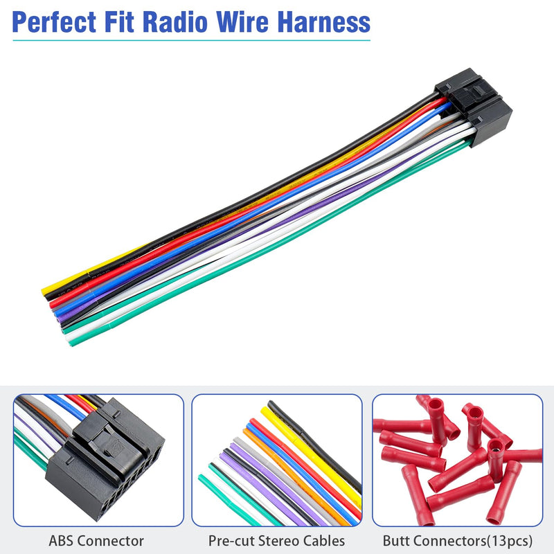 16Pin Radio Wire Harness Compatible with Kenwood ISO Stereo Wiring Harness Plug, Fit for KDC KRC Car Radio Adapter Non AMP