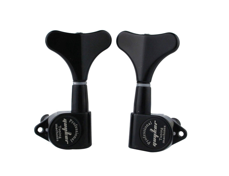 [AUSTRALIA] - Guyker Guitar Bass Tuners (2R + 2L) - 1:17 Ratio Headstock Sealed Tuning Key Pegs Machine Head Replacement for Electric Jazz Bass or Precision Instruments - Black 2R + 2L 