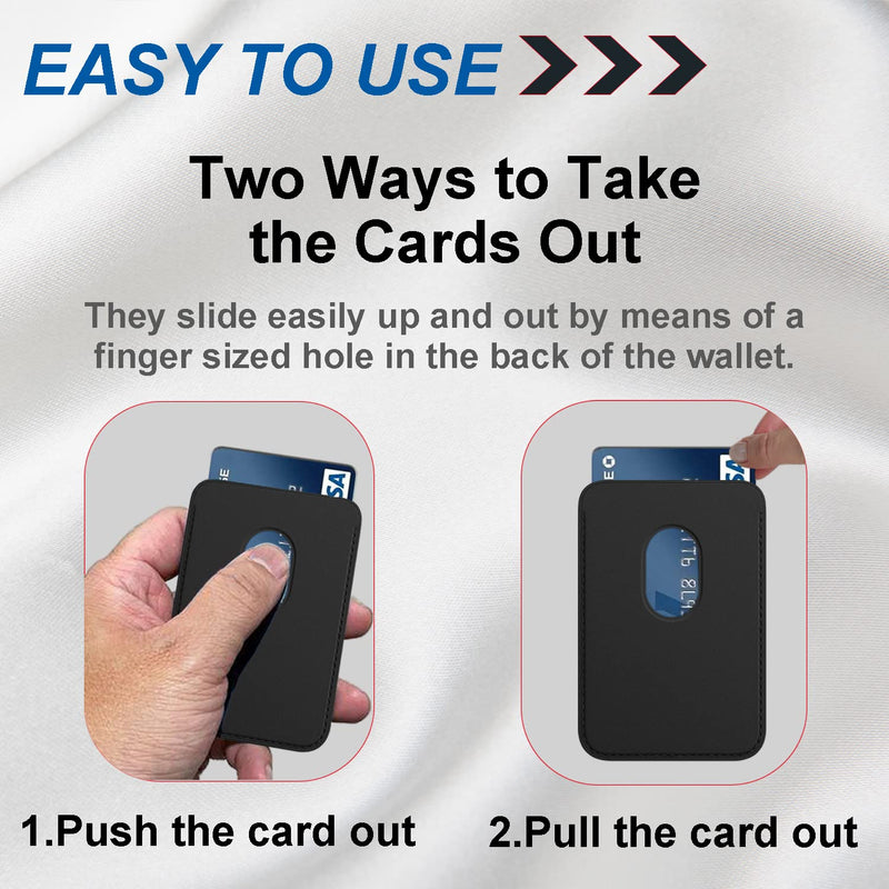 [2 Pack] Magnetic Card Holder Wallet for iPhone 15/14/13/12 Series with Magsafe, Leather Wallet for iPhone 15 14 Pro Max Plus Model, Mag-Safe Wallet for iPhone 13 12 Pro Max Mini Model, Black Blue BlackBlue