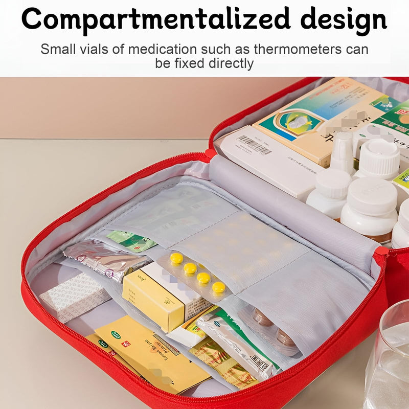 CHENKEE Pack of 4 Portable Medicine Bag, Large Capacity Medical Emergency Bag, Travel Pharmacy Bag, Waterproof, Medication Bag for Home Office Travel (Red), red