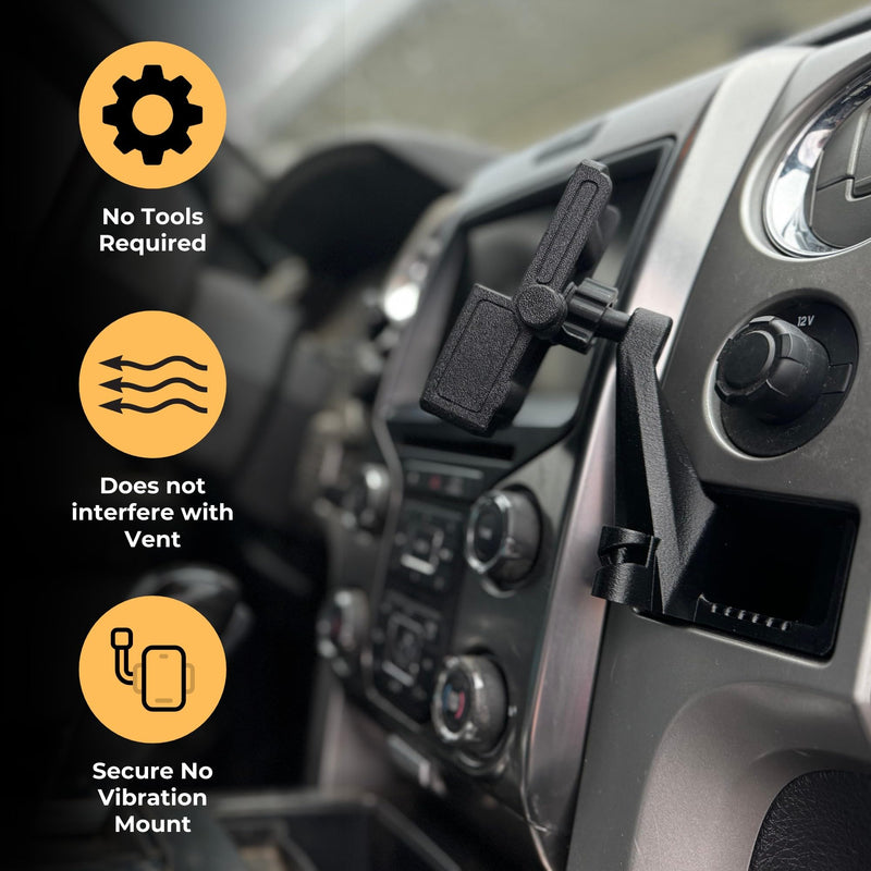 Phone Holder for Ford F-150 2009-2014, Lincoln Mark LT 2010-1014 - Custom Fit in Dash Pocket Phone Mount