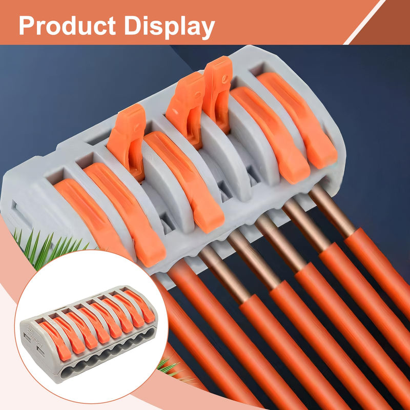Pack of 10 Cable Connectors with Lever, 8-Pin Lustre Terminals, 250V/32A Connection Terminals, Electrical Cable Clamps for Safe Power Connections