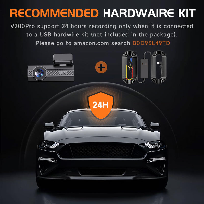 Dash Cam, 2.5K Dash Cam Front, VEEMENT Dash Camera for Cars, 1440P Car Dash Camera with APP, WiFi Dash Cams with WDR Night Vision, 24/7 Parking Monitor Dashcam, 160°Wide, G-Sensor, Mini Car Camera Black